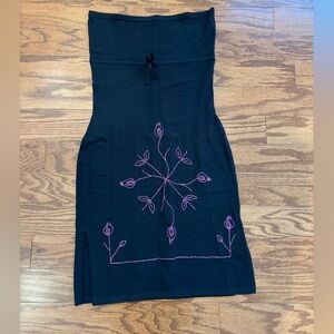 Easel Black Dress with Pink Detailing